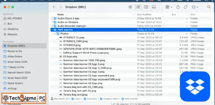 برنامج Dropbox للكمبيوتر